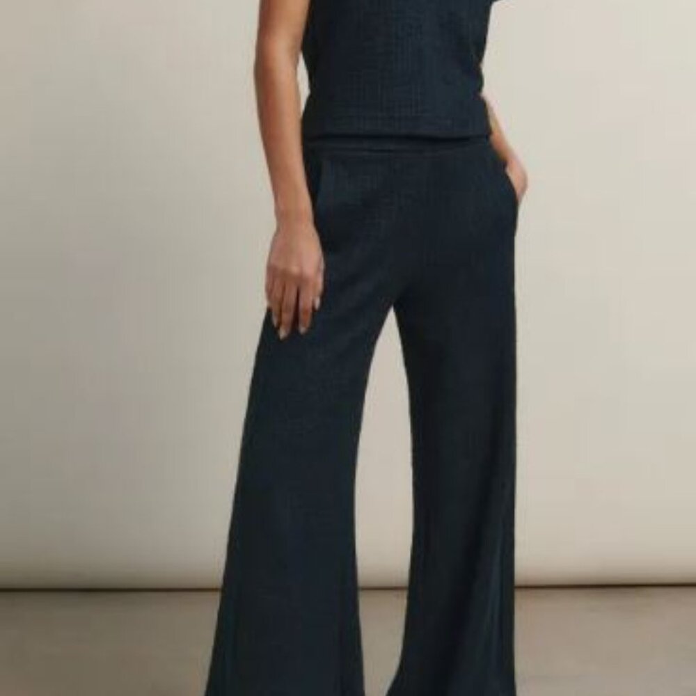 ME+EM Textured Wide-Leg Palazzo Pant Textured Jacquard Jersey (US Size 8)